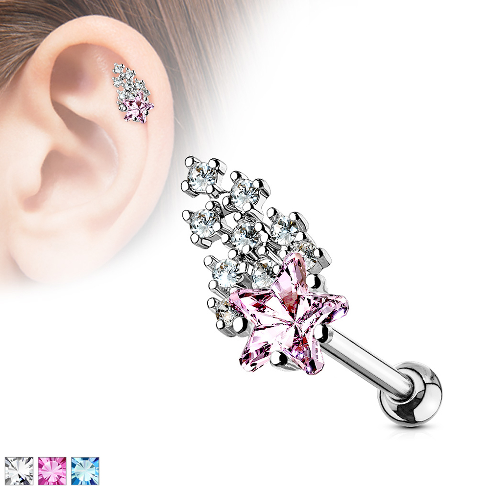 Helix Tragus Piercing Sternschnuppe Stern Zirkonia Kristall Cartilage Ohr