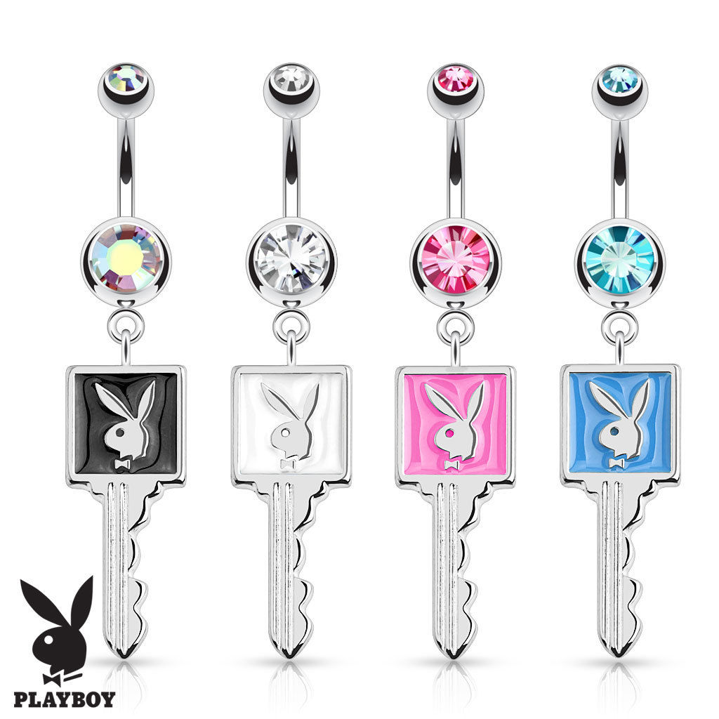 Bauchnabelpiercing Playboy Bunny Schlüssel Hase Logo Original Zirkonia Kristall