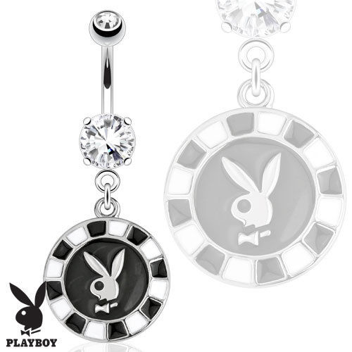 Bauchnabelpiercing Playboy Poker Chip Logo Bunny Hase Original Stein Klar