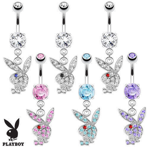 Bauchnabelpiercing Playboy Bunny Hase Original beweglich Zirkonia Kristalle