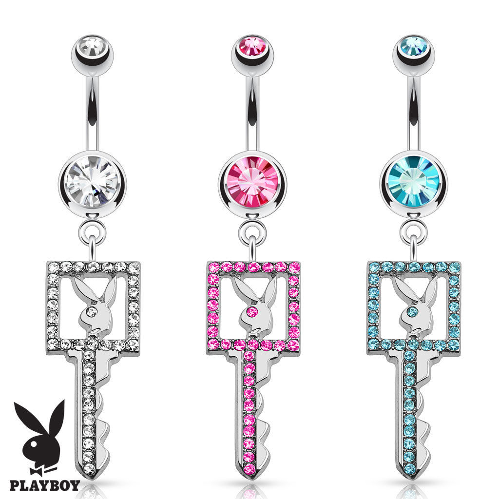 Bauchnabelpiercing Playboy Bunny Schlüssel Hase Original Zirkonia Kristalle